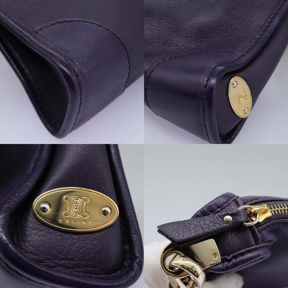 CELINE Shoulder Bag Leather Purple Gold - Picture 12 of 13